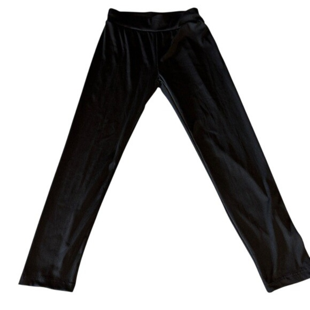 Womens Black Ribbed Leggings Stretch Knit Casual Pants‎ Size Large